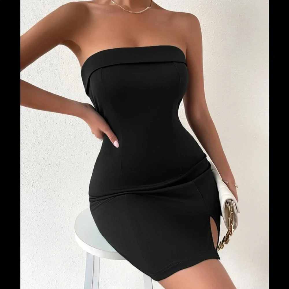 NWOT | Split Hem Tube Bodycon Dress - Picture 2 of 6